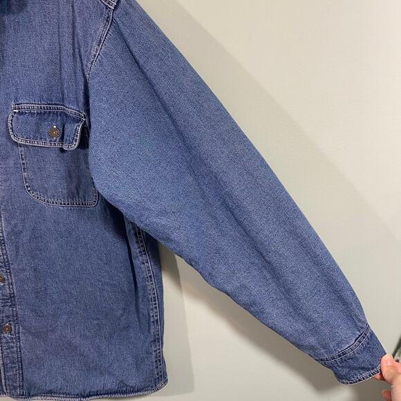 Vintage Levi's Men Blue Fleece Lined Button Up Denim Shirt Jacket Size L - Picture 6 of 9
